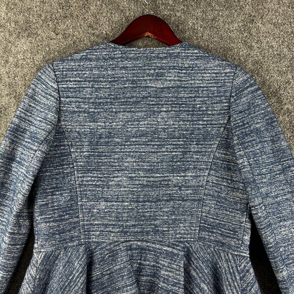 Banana Republic Sweater Women 2 Cardigan Blue Full Zip Lined Fluted Hem - Picture 8 of 8